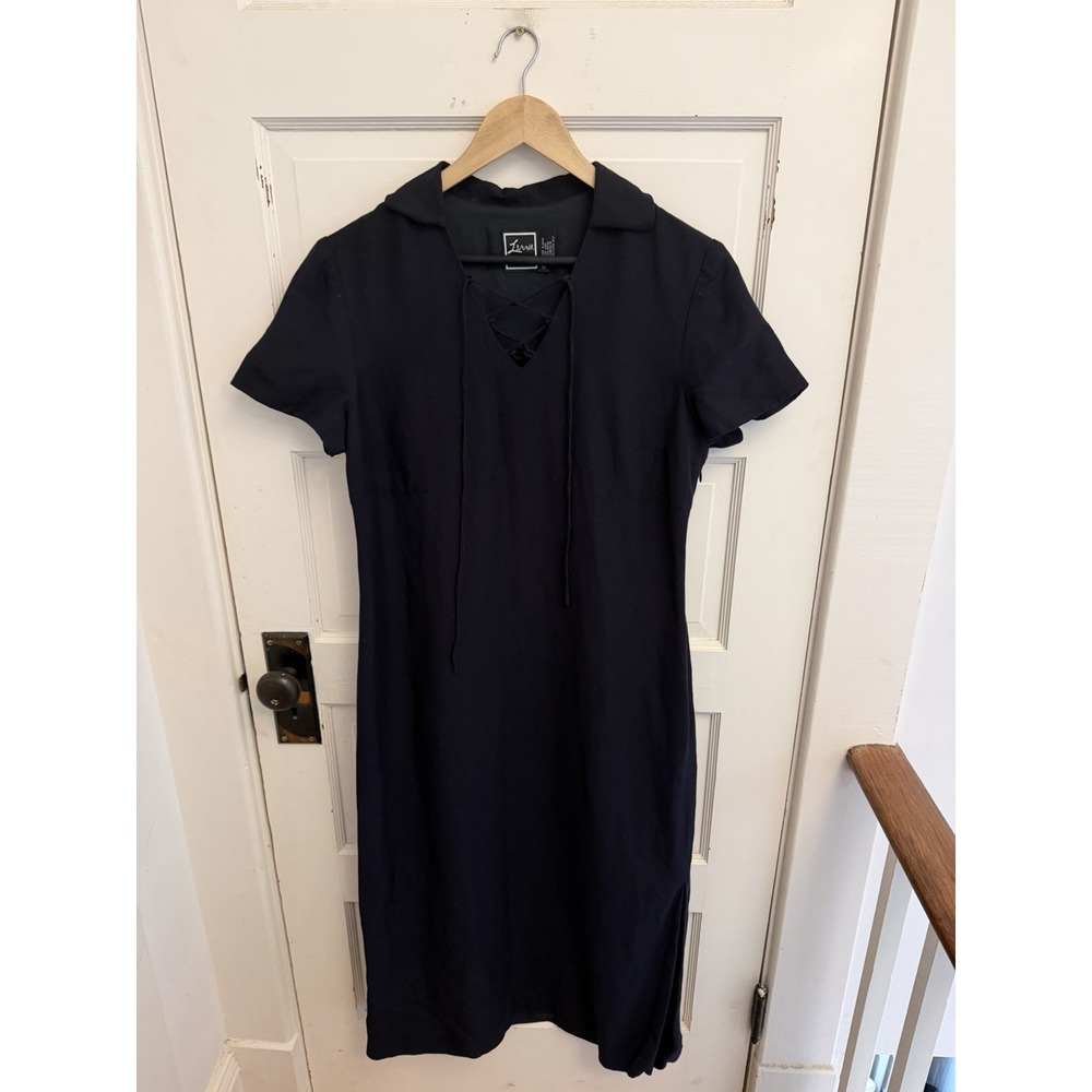 Lennie Women's Black Linen Blend Collared Short Sleeved Maxi Dress Size 10